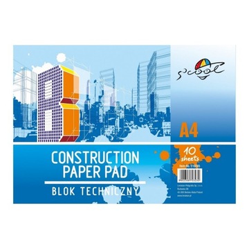 Blok techniczny A4 S’COOL BIAŁY 10 kartek 160g