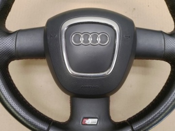 РУЛЕВОЕ КОЛЕСО + ПОДУШКА БЕЗОПАСНОСТИ КОЖАНЫЕ ЛЕПЕСТКИ S-LINE SLINE AUDI A3 8P ГОДА 03-08