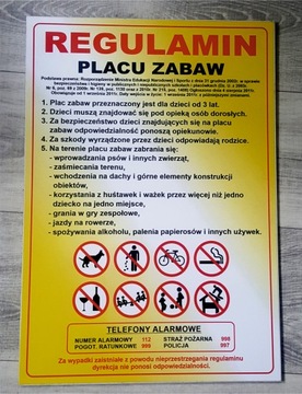 Регламент детской площадки, доска дибонд 30х43см.