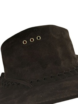 КОРИЧНЕВАЯ КОЖАНАЯ ШЛЯПА НА РЕМЕНКАХ - РАЗМЕР L