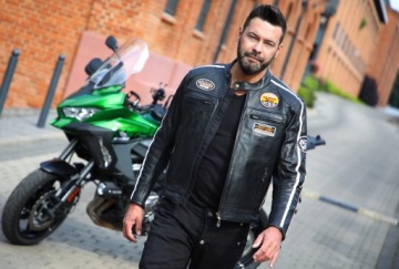 WOLF klasikinė odinė vyriška motociklininko striukė RETRO BLACK 4XL – nuotrauka 12