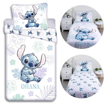 DISNEY Stitch 100% BAWEŁNIANA dwustronna POŚCIEL dla dziewczynki 140x200cm