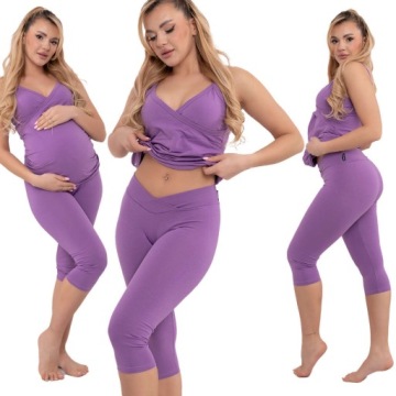 FORMOMMY LEGGINSY CIĄŻOWE GETRY SPODNIE RYBACZKI Z NISKIM STANEM S