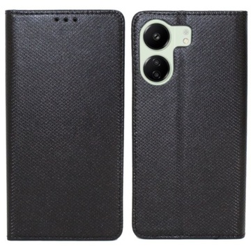 Чехол для Xiaomi Redmi 13C POCO C65 Smart Magnet, черный корпус и СТЕКЛО