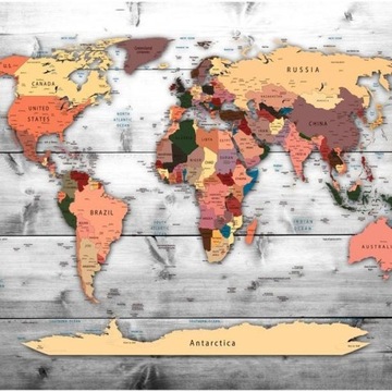 FOTOTAPETA 250x175 +KLEJ, Mapa świata na deskach