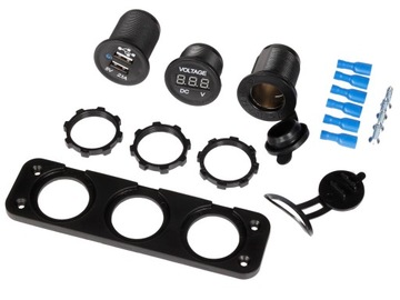 РАЗЪЕМ ПРИкуривателя 12В+2xUSB 2.1А ВОЛЬТМЕТР СИНИЙ