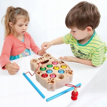 Деревянная игрушка для рыбалки, развивающие игрушки