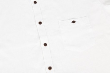 МУЖСКАЯ ЛЬНОВАЯ ХЛОПКОВАЯ РУБАШКА, БЕЛАЯ, КОРОТКИЙ РУКАВ, XXL 43/44