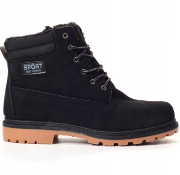 BUTY MĘSKIE ZIMOWE TRAPERY WODOODPORNE CZARNE