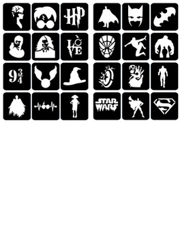 Szablony do tatuaży brokatowych, Tatuaże brokatowe - mix 100 sztuk