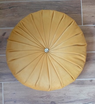 Декоративная декоративная подушка, круглая, желтый бархат