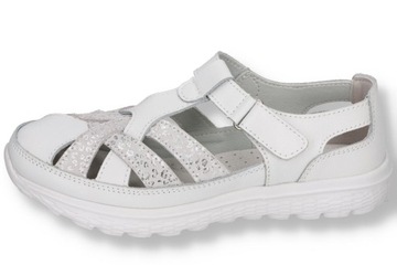 GOODIN ЖЕНСКАЯ ОБУВЬ, КОЖАНЫЕ САНДАЛИИ НА ВЕЛКРО, БЕЛЫЕ, размер 39