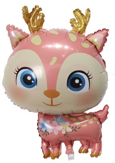 BALON urodziny ROCZEK ŁOŚ zwierzęta RÓŻOWY