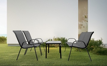 КОМПЛЕКТ САДОВОЙ МЕБЕЛИ БАЛКОН ТЕРРАСА СТОЛ СКАМЬЯ 2x СТУЛЬЯ MARBELLA GREY