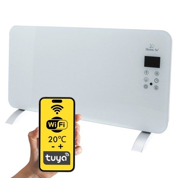 GRZEJNIK ELEKTRYCZNY konwektorowy SZKLANY PANEL energooszczędny 1500W WiFi