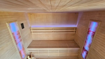 Финская сауна Modern 420 LED Соляная стена (8кВт)