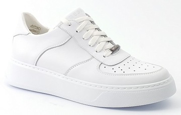NESSI 23410 SKÓRZANE BIAŁE SNEAKERSY PÓŁBUTY 41