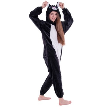 KOT Czarny Kotek PIŻAMA Kigurumi Onesie Kombiezon Męski Damski L 165-174