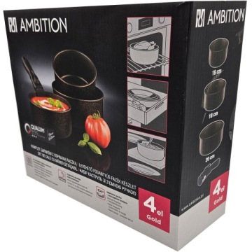 ZESTAW garnków AMBITION GOLD rączka INDUKCJA 4el