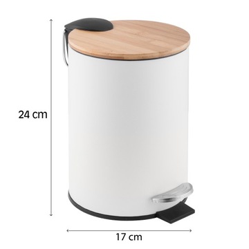 МУСОРНОЕ ВОРЗИНА ОБЪЕМОМ 3 Л С ОТКРЫТКОЙ БЕЛЫЙ БАМБУК LOFT ОВАЛЬНЫЙ SOFT CLOSE