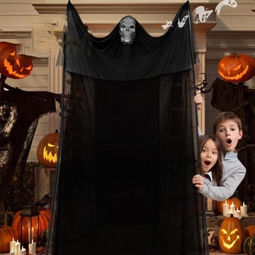 ПОДВЕСНОЕ УКРАШЕНИЕ ПРИЗРАКА С ПОДВИЖНОЙ МАСКОЙ СКЕЛЕТА 400х200см