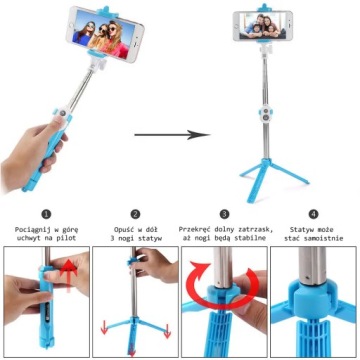 ШТАТИВ ДЛЯ СЕЛФИ-ПАЛКИ ШТАТИВ ПУЛЬТ ДИСТАНЦИОННОГО УПРАВЛЕНИЯ BLUETOOTH INSTAGRAM — РОЗОВЫЙ