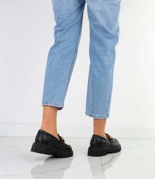 ЧЕРНЫЕ ОБУВЬ МОКАСИНЫ НА ЦЕПОЧКЕ, МАТ 38