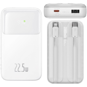 BASEUS SZYBKI POWER BANK 20000mAh 22.5W MOCNY POWERBANK USB-C + KABEL 0,3m