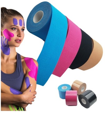 4x TAŚMA KINEZJOLOGICZNA TAPE TAPING TEJPY DO CIAŁA NA KOLANA ŁOKCIE 5cm 5m