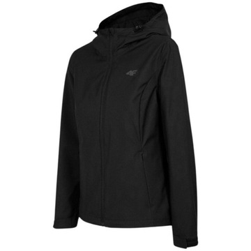 KURTKA 4F DAMSKA SOFTSHELL WIATROODPORNA Z KAPTUREM - CZARNA r. XXL