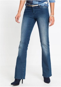 BOOTCUT NIEBIESKIE SZEROKIE 48 1N1B33 BONPRIX JEANSY