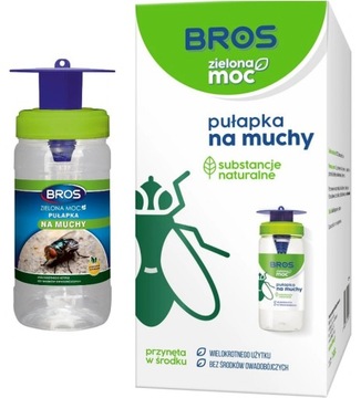 BROS ZIELONA MOC PUŁAPKA PRZYNĘTA NA MUCHY POJEMNA