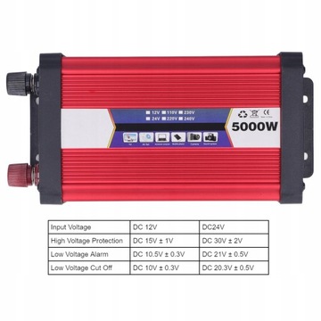 5000W Falownik samochodowy 12V do 220V SINUS