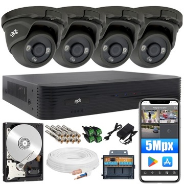 MONITORING 4 KAMERY KOPUŁKOWE 5MPX IR20 Z DYSKIEM