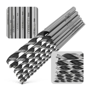 НАБОР СВЕРЛ 7x Сверла по дереву ДЛИННЫЕ СПИРАЛЬНЫЕ Сверла 4–12 мм для гипсокартона