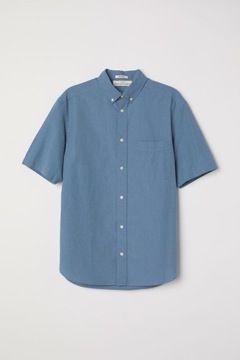 H&M MAN Popelinowa koszula Regular fit z kieszonką krótkim rękawem męska S