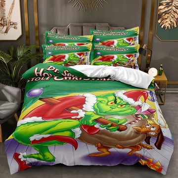 Grinch 3D KOMPLET POŚCIELI POSZEWKA 160x200