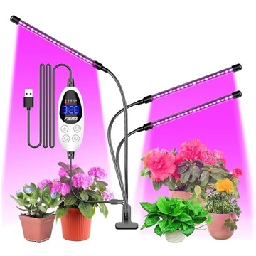 3 x Lampa do Wzrostu Roślin 60 LED Timer + Pilot
