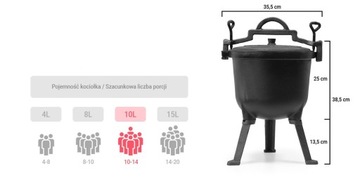 Чугунный эмалированный казан, 10 литров, Тушеное мясо, БЕСПЛАТНАЯ РУЧКА
