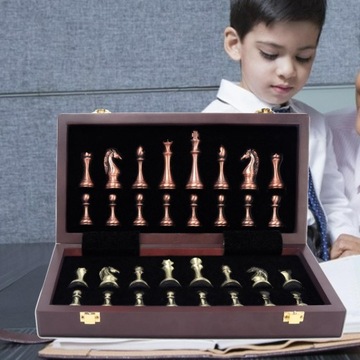 Набор металлических шахмат, стандартная складная игра, делюкс