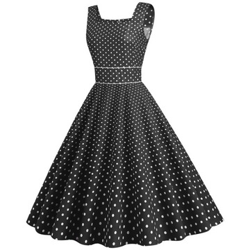 Vintage Polka Dot Print Party Dress Women Retro Ho