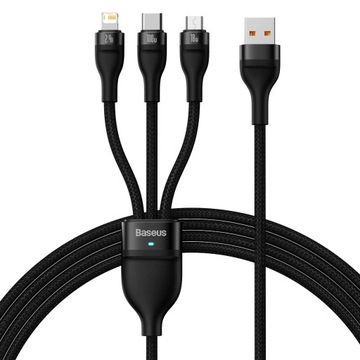 BASEUS KABEL 3W1 USB C/LIGHTNING/MICRO USB 1.2M JAKOŚĆ + RYSIK