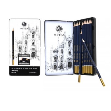 НАБОР КАРАНДАШЕЙ ДЛЯ ЭСКИЗОВАНИЯ ASTRA 12 ШТ.