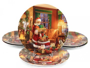 6 x Talerz Świąteczny Komplet Talerzy Deserwoych Boże Narodzenie Święta