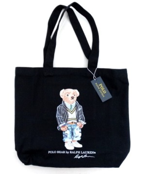 Materiałowa POLO R L z misiem MIŚ BEAR czarna logo