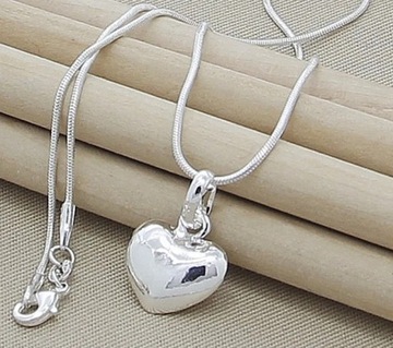 Серебряное детское колье Нежное Сердце, сердце, цепочка змея, 925 проба