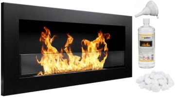 ПОДВЕСНОЙ БИОКАМИН 900x400 SLIM ЧЕРНЫЙ СО СТЕКЛОМ