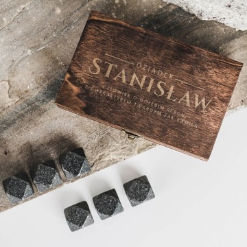 Kamienie do whisky w skrzyneczce PREZENT DLA DZIADKA