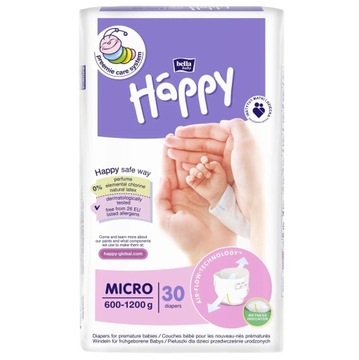 Pieluszki dla wcześniaków Happy Micro 600-1200g 30