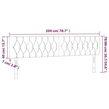 vidaXL Подголовник для кровати с LED, черный, 200x7x78/88 см, ткань